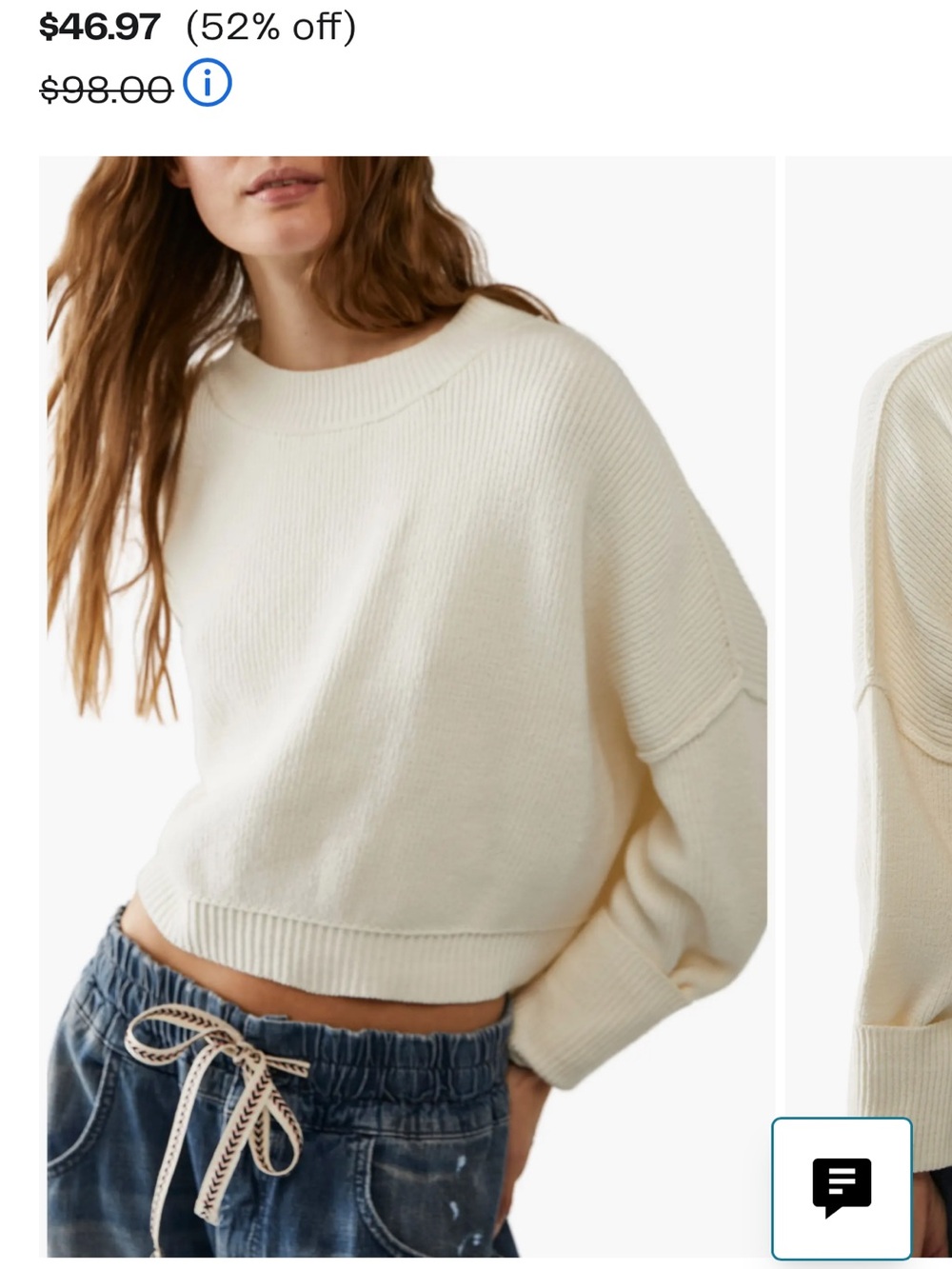 Cream Free People Easy Street Cropped Sweater